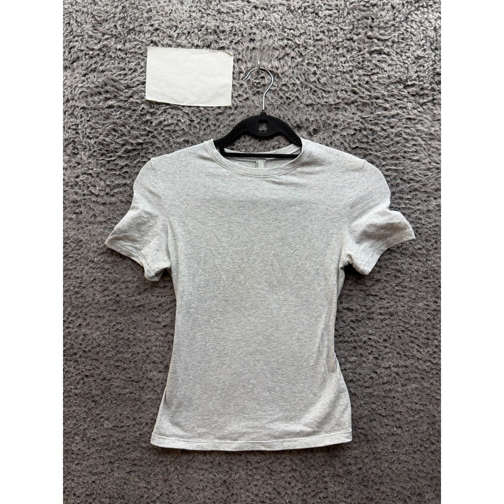 Skims Slim Fit Cotton Jersey Short Sleeve T-Shirt Light Heather Grey Size S